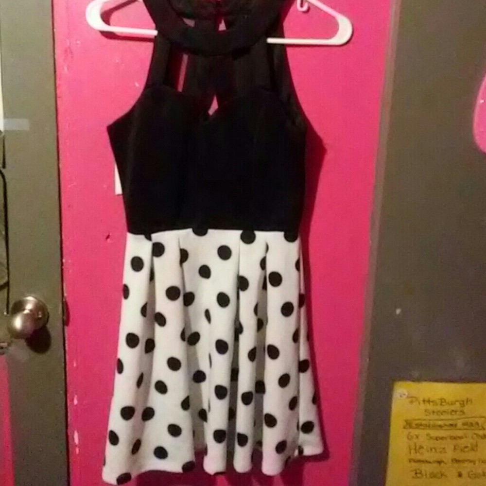 Black and white dotted dress